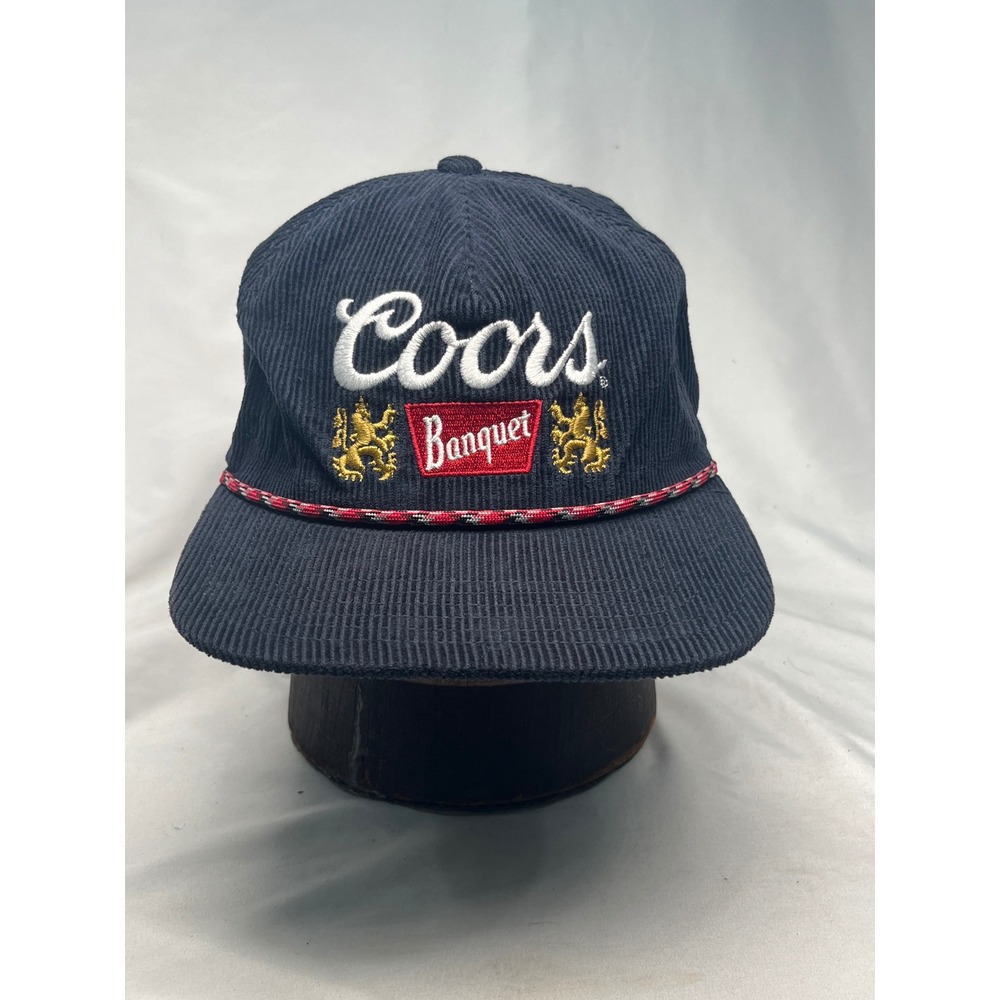 Coors Banquet Navy Blue Corduroy Red Rope Snapback Retro Vintage Style Hag Cap